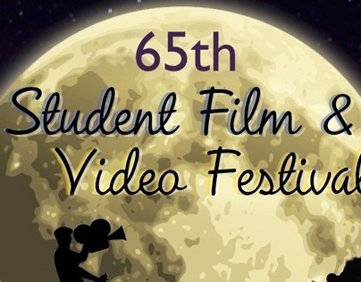 Banner showing a moon with silhouette of a camera person flying up to it and the text 65th Student Film & Video Festival