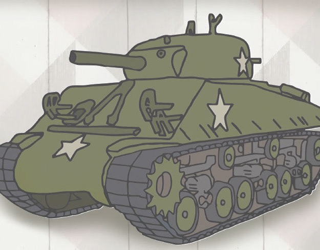 A hand drawn sherman tank